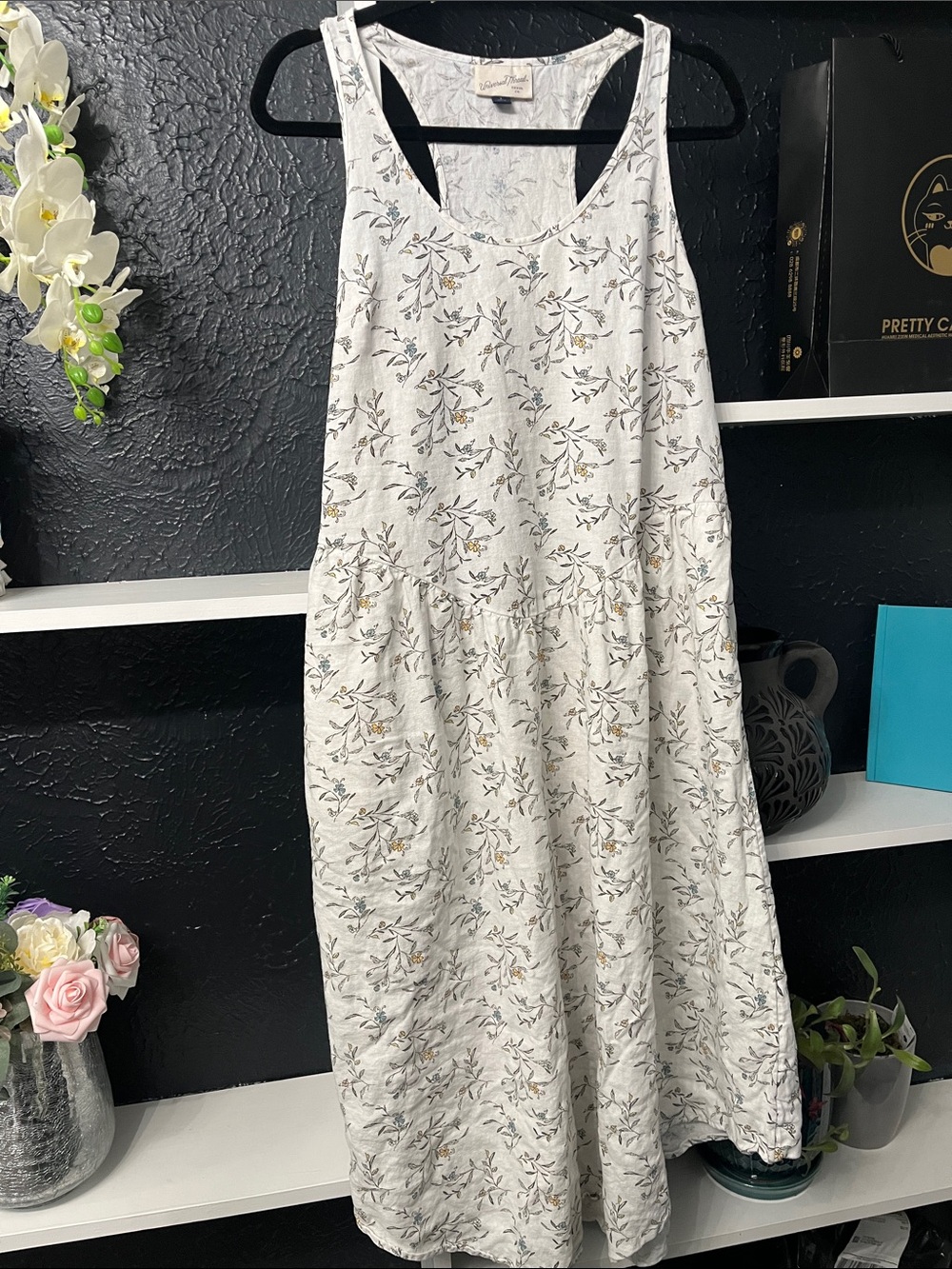 Universal Thread Cream Floral Midi Tank Dress L